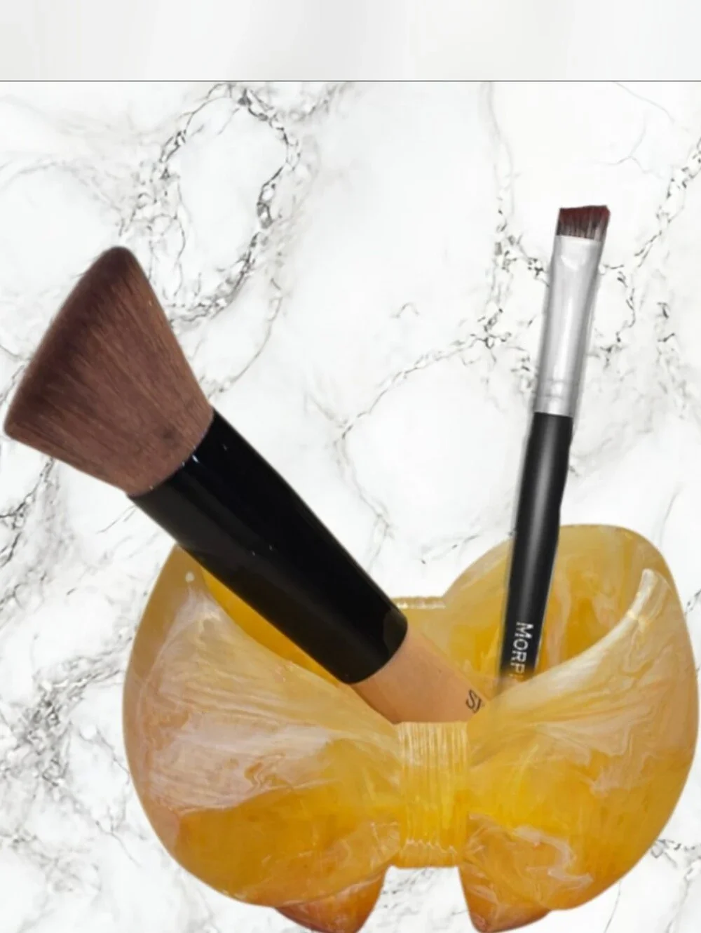 Yellow Bow Makeup Brush Holder Organizer